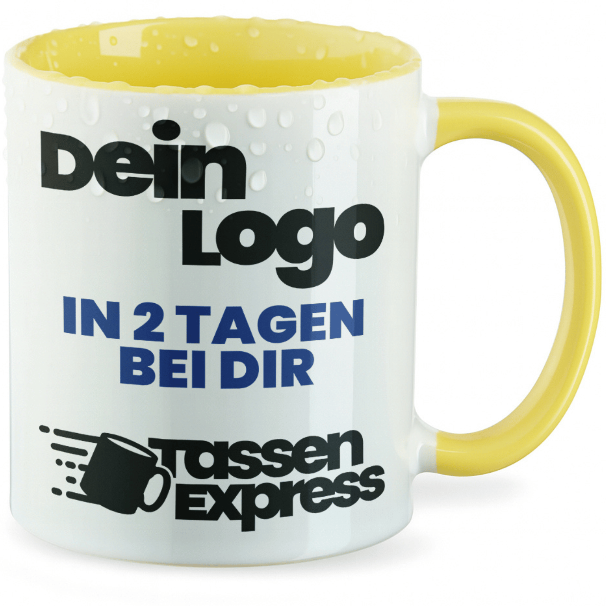 #Farbe_Gelb
Weiße Keramik-Tasse mit logo bedruckt. Jetzt Tasse mit Firmenlogo bedrucken lassen