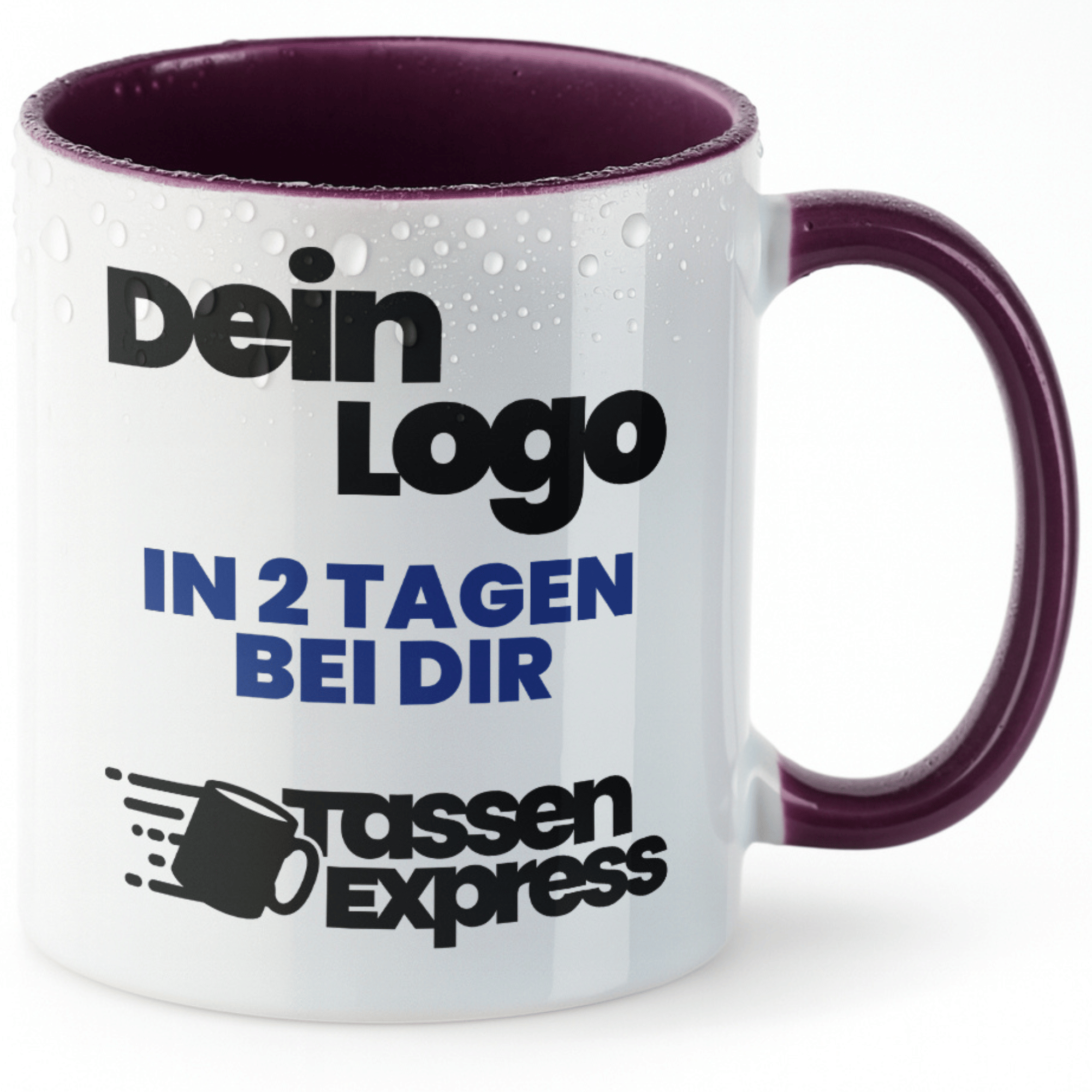 #Farbe_Violett
Weiße Keramik-Tasse mit logo bedruckt. Jetzt Tasse mit Firmenlogo bedrucken lassen