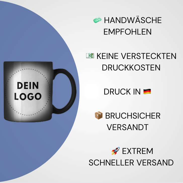 TassenExpress - Farbwechsel-Tasse Zaubertasse mit Logo Schimmert Leicht Durch