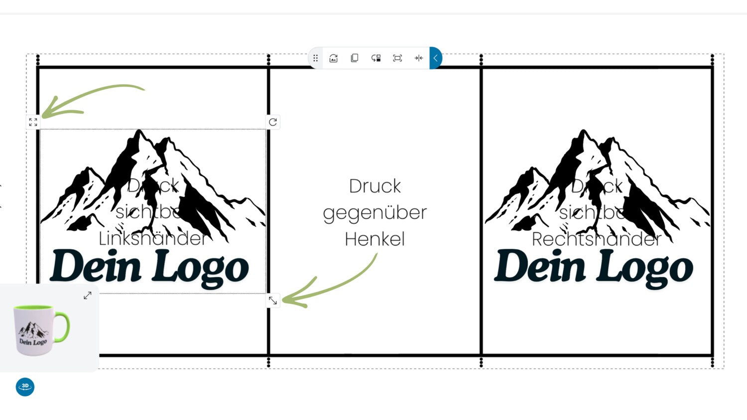 Schritt 6: Logo auf beiden Seiten frei platzieren