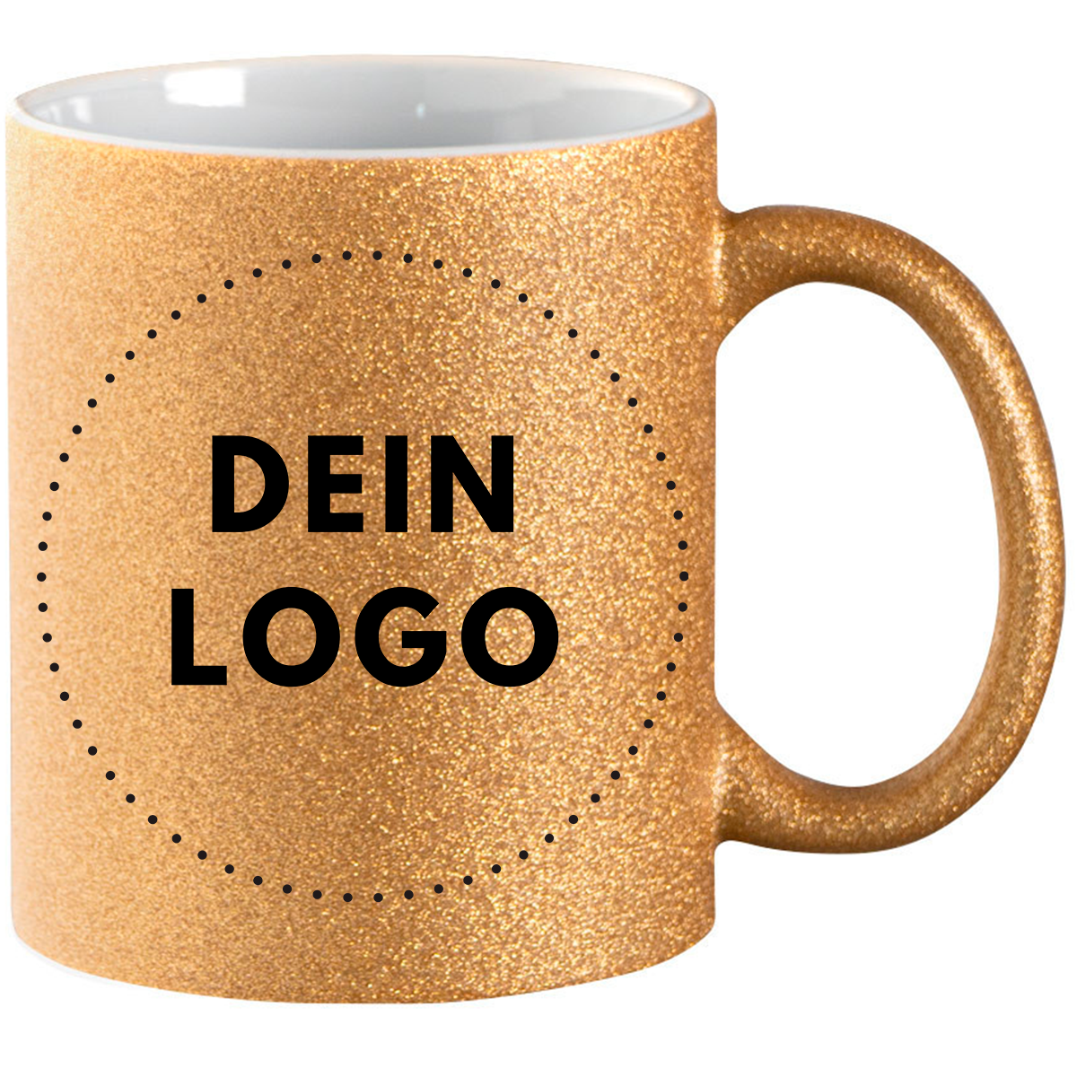 Glitzer-Tasse Becher Keramik Tasse mit Logo bedruckt 325ml Firmenlogo