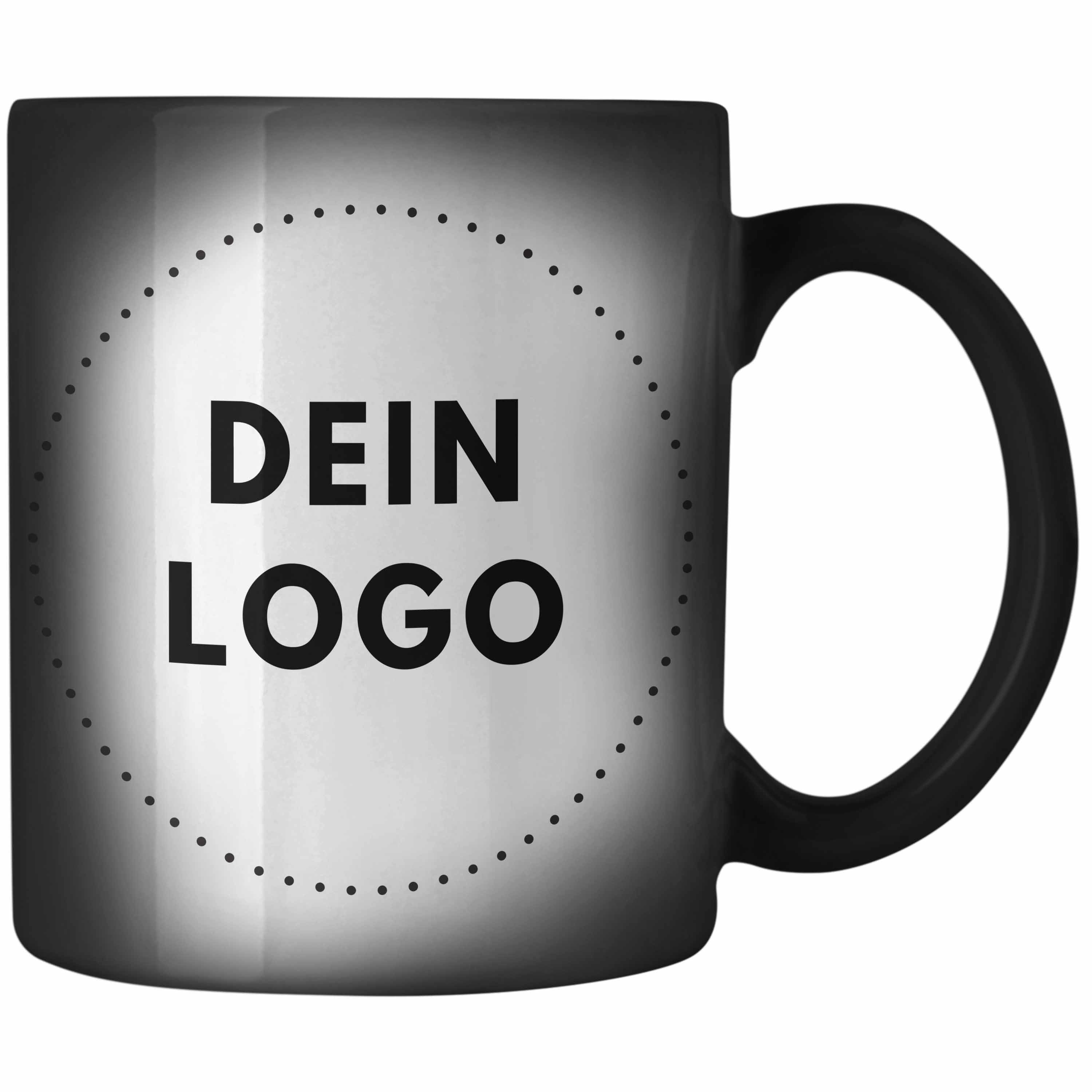 Farbwechsel Keramik-Tasse mit Logo bedruckt. Jetzt Tasse mit Firmenlogo bedrucken lassen