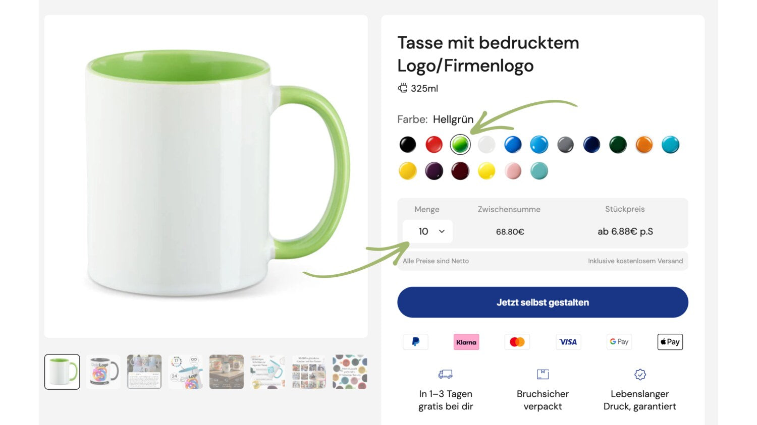 Schritt 2: Tassenfarbe auswählen