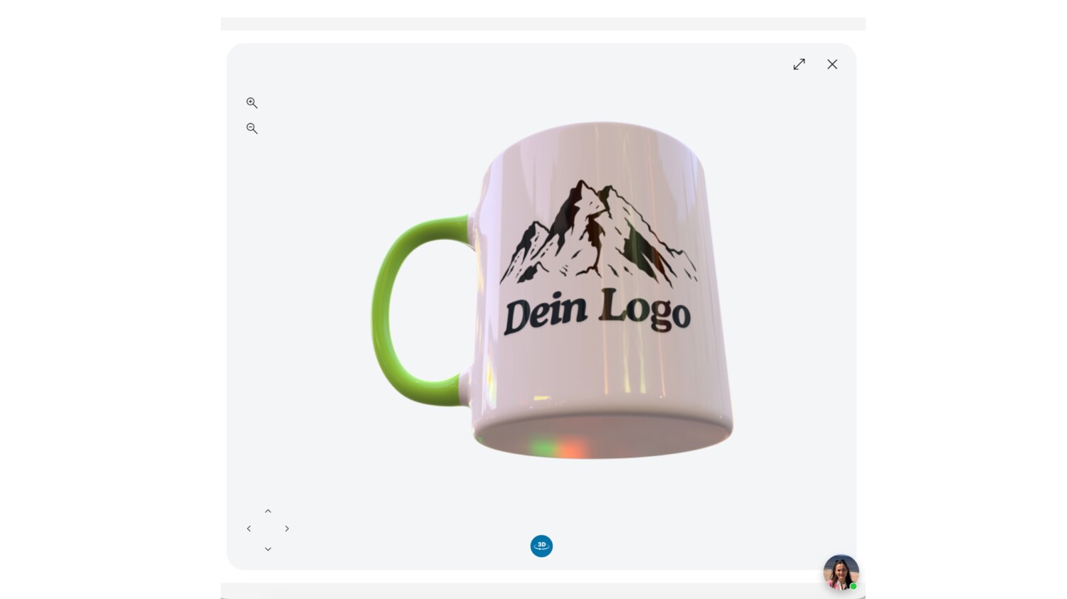 Schritt 7b: 3D-Vorschau der Tasse rundum drehen