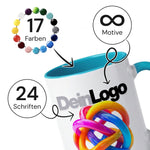 Tasse mit Beispiel-Logo: 17 Tassenfarben, 24 Schriften und unbegrenzt viele Motive