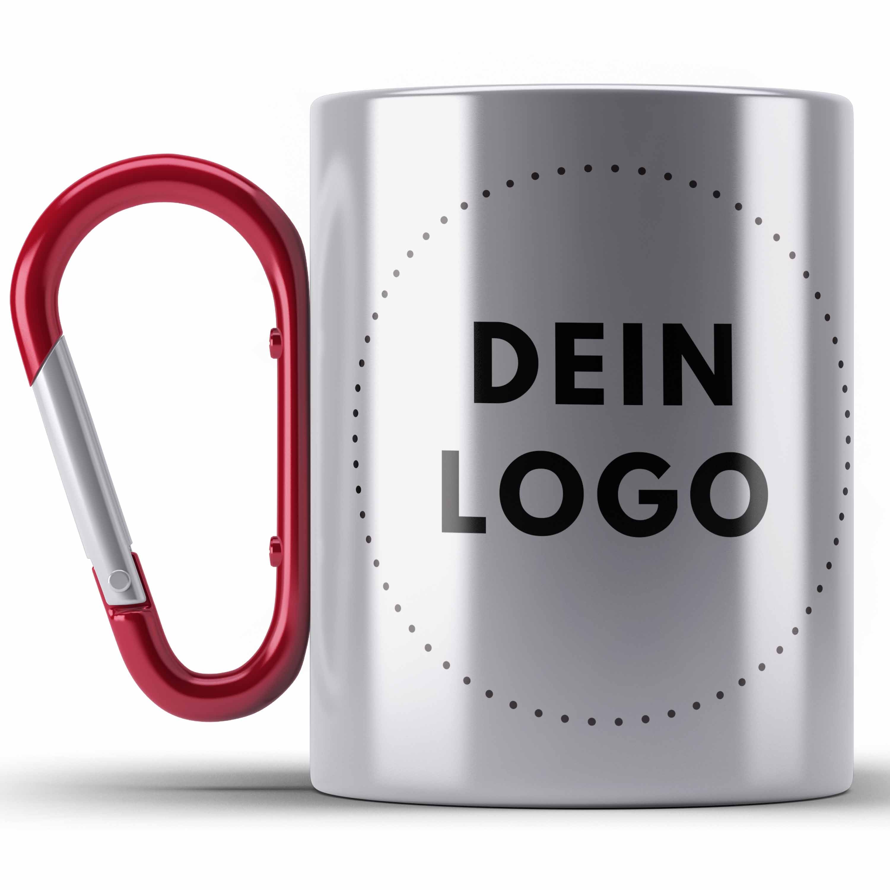 TassenExpress - Karabiner Edelstahl-Tasse mit Logo Groß 325ml